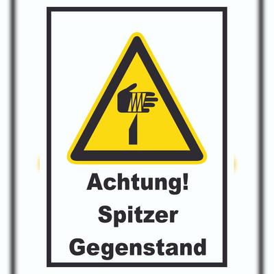 HB-Druck Achtung Spitzer Gegenstand A6 Rückseite selbstklebend Schild