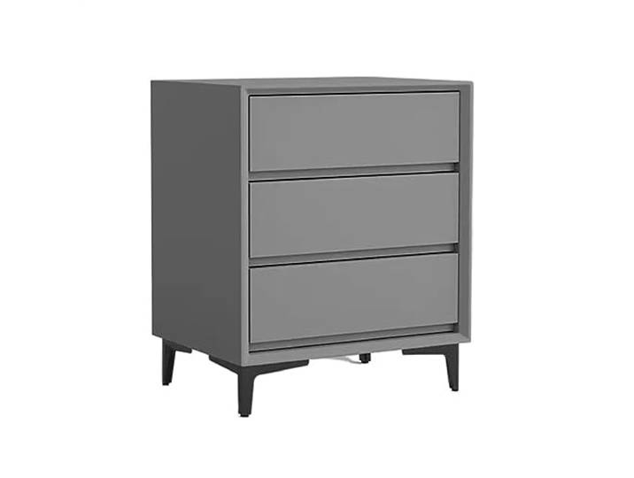 Vielseitig Vintage minimalistischer Nachttisch aus Holz einfarbiger Nachttisch mit 3 Schubladen und großem Fassungsvermögen(Grigio)