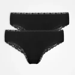 SNOCKS Brazilian Slip Lace Women, 2pcs Black - M