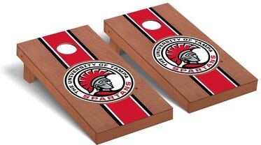 Skip's Garage University of Tampa Spartans Cornhole Board Set - Rosewood Stained Striped Wooden