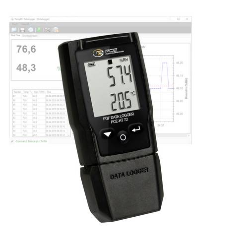 PCE Instruments PCE-HT 72 PDF-Datenlogger 0% rF..100% rF ±0,1% rF|Mess/Speich. 2s bis 24h|20010 Messwerte|MB -30..60°C