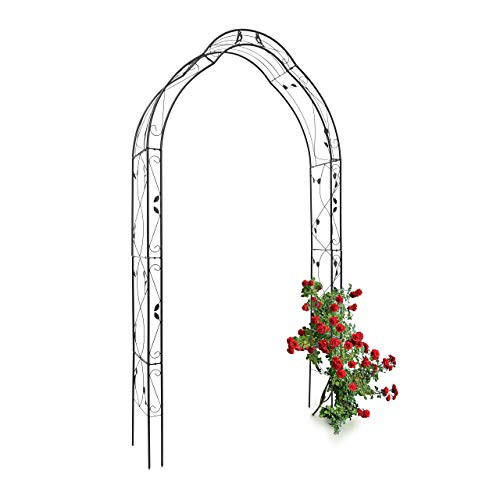 Relaxdays Rozenboog met vogel decoratie, zwart, H x B x D: 255 x 137 x 39 cm