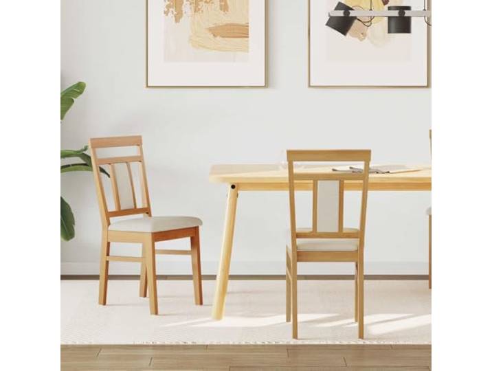 KGHFDVB Esszimmerstuhl 2 STK Massives Gummiholz Natürlich Hell Vintage Gepolsterter Sitz, stabile Konstruktion, lackierte Oberfläche, vielseitig einsetzbar, einfache Reinigung