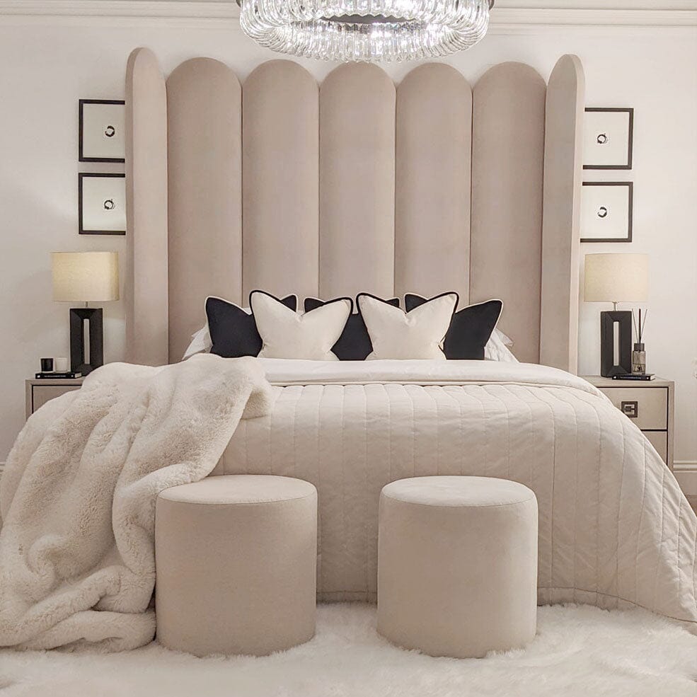 Florence Mink Curved Fluted Headboard with Adjustable Wings, Super King