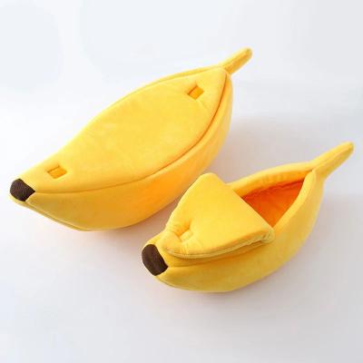 Uplift Treasures Winter Banana Cat Bed Cute Cozy Pet House Warm Portable Cat And Dog Cushion yellow s (15.75 * 5.91 * 4.33 In)