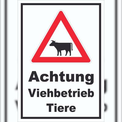 HB-Druck Schild Achtung Viehbetrieb Tiere A2 (420x594mm)
