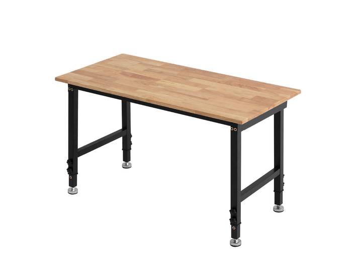 Vevor Etabli Atelier 122x60 Cm Etabli Garage Hauteur Reglable 8 Positions 670-1020 Mm Table De Travail Pour Bricolage Garage Atelier Bureau\, Charge 680 Kg Plateau Bois Chene Massif Epaisseur 20 Mm