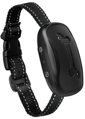 Uplift Picks QuietPaw Rechargeable Ultrasonic Anti Bark Dog Training Collar black Bone