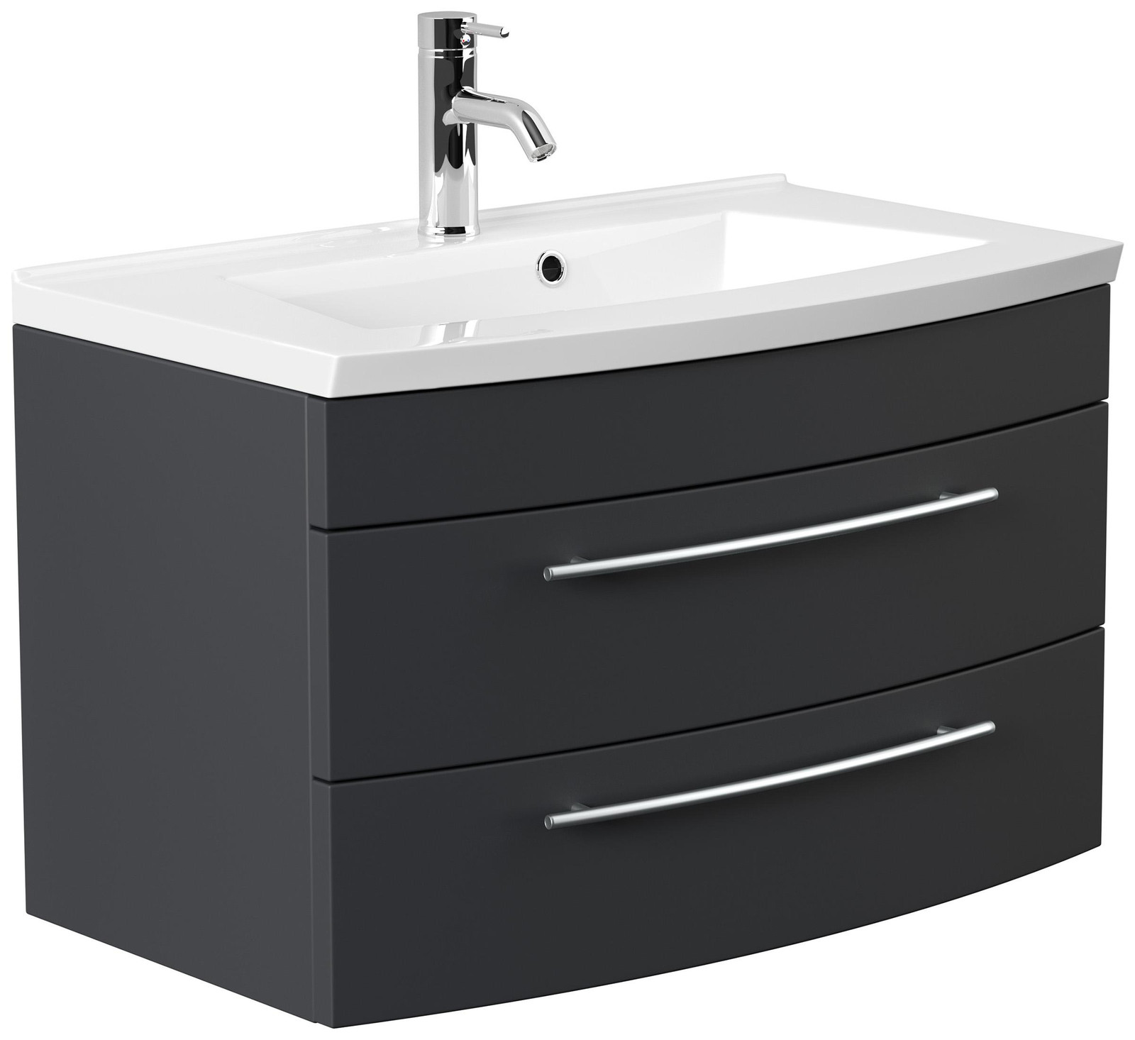 Magnolia Home Badkamerkast Luna 80 met wastafel van mineraalcomposiet en soft-close sluiting, mat grafietkleur