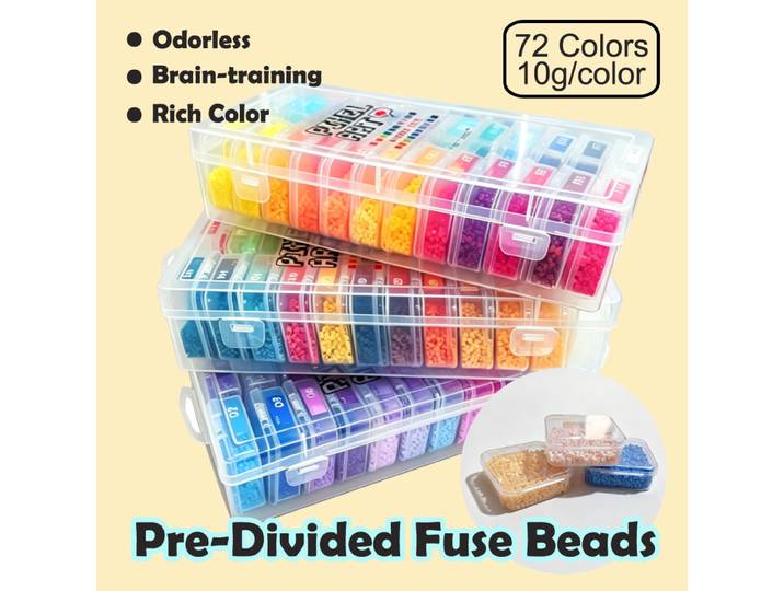 Yantjouet Perles à fusionner Hama 72 couleurs 2,6 mm, pré-sécurisées, pour Pixel Art DIY, jeu de puzzle à réaliser soi-même, jouet de perles à repasser