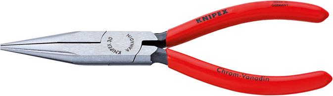 KNIPEX Langbeckzange mit langen, flach-runden Backen, Kopf poliert, Griffe mit Kunststoff überzogen