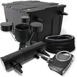 Wiltec, Brunnen + Gartenteich, Filter Set Bio Teichfilter 60000l 36W UVC Teichklärer Pumpe Schlauch Skimmer 080
