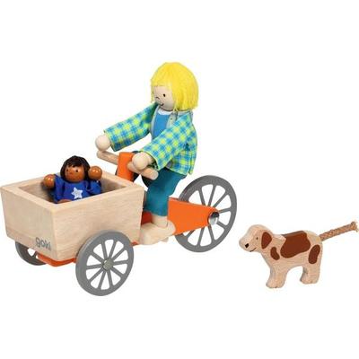 Lastenfahrrad mit 2 Biegepuppen und Hund