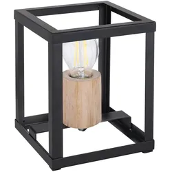 Tischleuchte Holz Tischlampe schwarz Industriell Beistellleuchte Wohnzimmer, CCT App Steuerung, Smart RGB LED 15W 1300Lm, LxBxH 17x17x20 cm