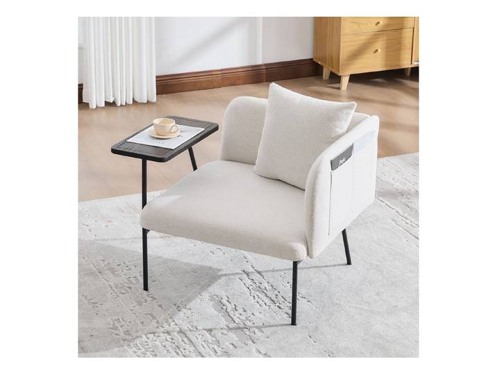 ibettertec Loungesessel Moderner Einzelsessel mit bequemer Stofflehne und zwei Staufächern (ergänzt durch einen praktischen Beistelltisch. Dieser minimalistische Beistelltisch mit Stauraum verfügt über einen stabilen Metallr)