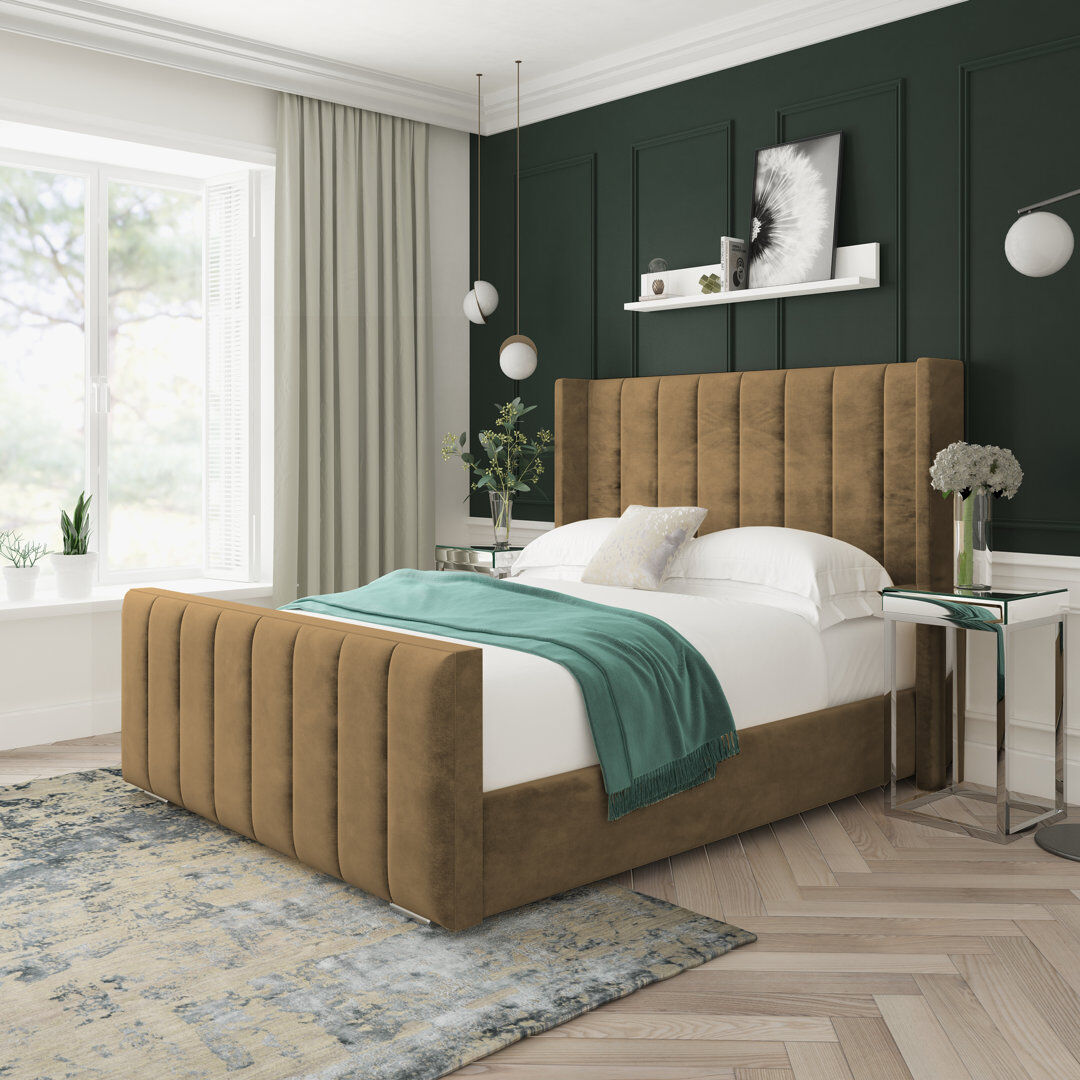 Lark Manor Willow Conistan Upholstered Bed Frame Mink Kingsize (5')