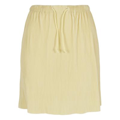 Maxirock URBAN CLASSICS "Urban Classics Damen Ladies Plisse Mini Skirt", Damen, Gr. L, beige (softgelb), 100% Polyester, unifarben, loose fit, Röcke Maxirock