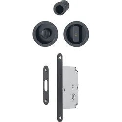Hoppe, Möbelgriff, Schiebetürmuschel Set 4920 - WC mit Schloss, rund, schwarz matt