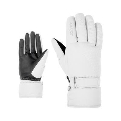 Skihandschuhe ZIENER "KISAR-Z AQUASHIELD DAMEN", Damen, Gr. 7, weiß, Kunstfaser, Handschuhe, wasserdicht, winddicht, atmungsaktiv, warm, weiches Fleece-Futter