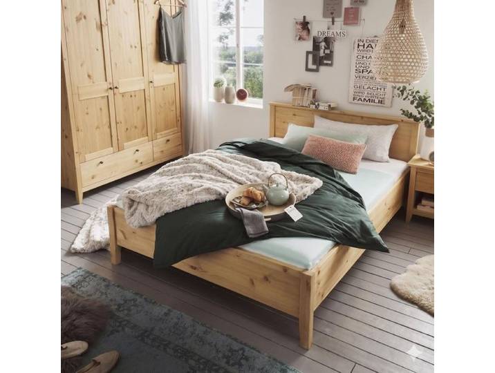 HOMELIV. Bett Jerico Komfort Kiefer Massivholz 200x200cm landhaus