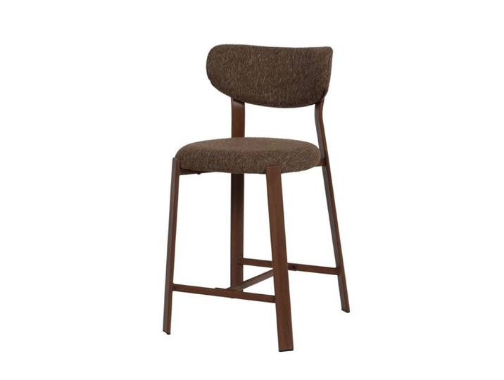 Tabouret de bar assise 65 cm en bouclette marron - Dino - Amadeus