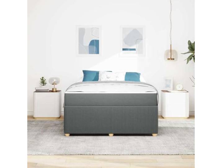 KTHLBRH Bettgestell dunkelgrau 140 x 200 cm Stoff Inklusive Matratze, technisches Holz, Unterstützung 280 kg, modernes Design