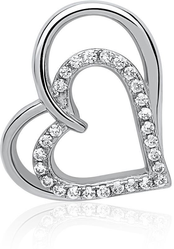 Unique Kette Anhänger Sterling Silber Zirkonia Herz silber