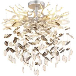 Deckenleuchte Deckenlampe Wohnzimmerlampe Glaskristalle rauchfarben D 50 cm