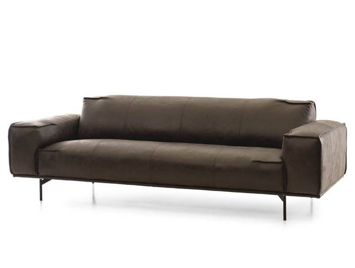 Natur24 Sofa Walker Sofa 3-Sitzer 232x95 cm Leder Dunkelbraun