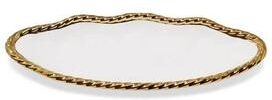 Vivience White Oval Bowl New Bone China With Gold Rope Scalloped Edge