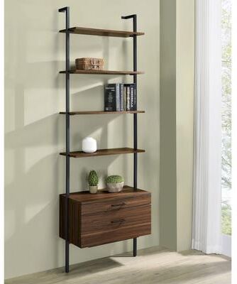 CDecor Wendell Walnut 4-shelf Storage Wall Bookshelf