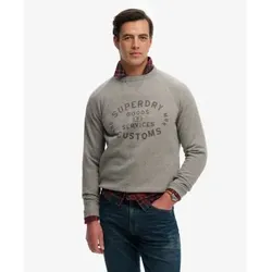 Superdry für Herren. M2014474A Sudadera Merchant Vintage Print grau (XL), Lässig, Baumwolle