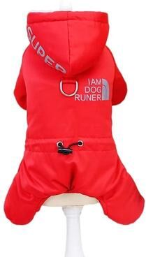 Uplifted Goods Waterproof Winter Dog Jumpsuit With Hood red xl
