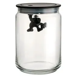 Alessi Küchendose Gianni 900 ml Glas Schwarz