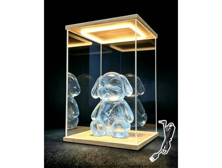 Oracra Acryl Vitrine Beleuchtete Acryl-Figurenvitrine für Die Arbeitsplatte mit Tür
