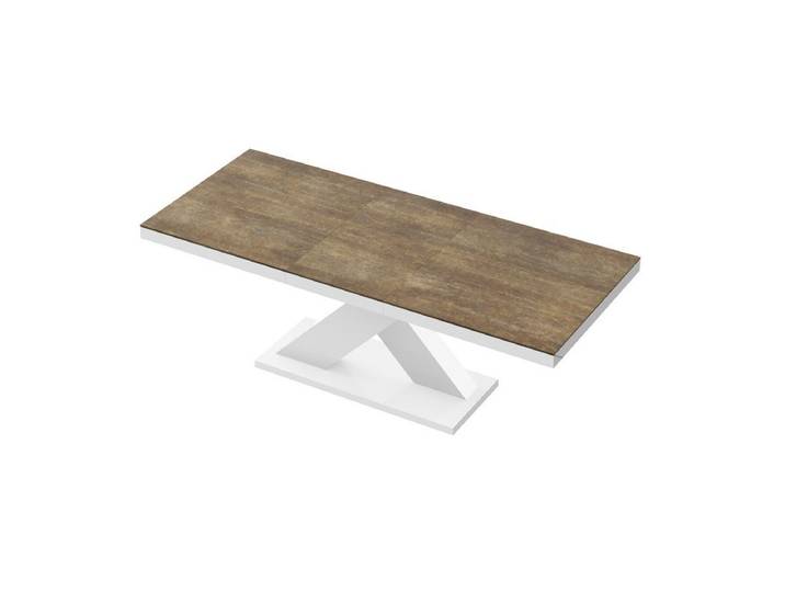 designimpex Esstisch Design HE-888 Rostoptik matt - Weiß Hochglanz ausziehbar 160 bis 210cm