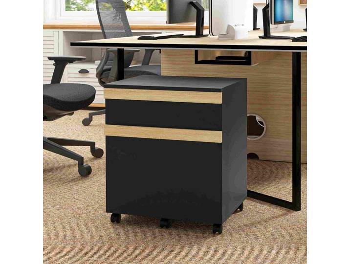 Vinsetto Caisson Bureau Roulettes 2 Tiroirs 48x40x59,5cm Noir