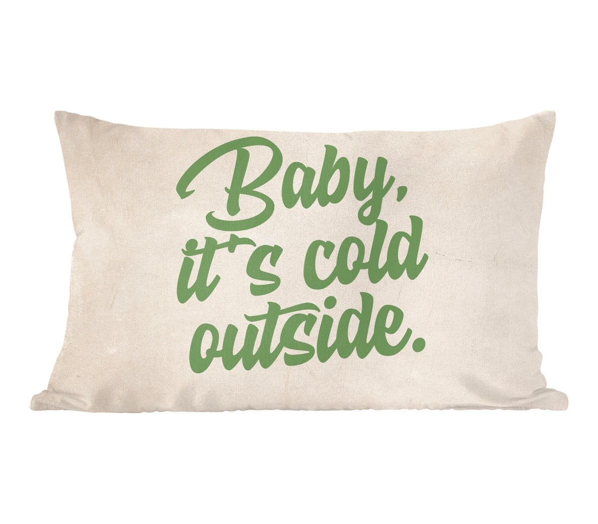PillowMonkey Sierkussen Kerst Baby it's cold outside Groen B/D: 50 x 30 cm