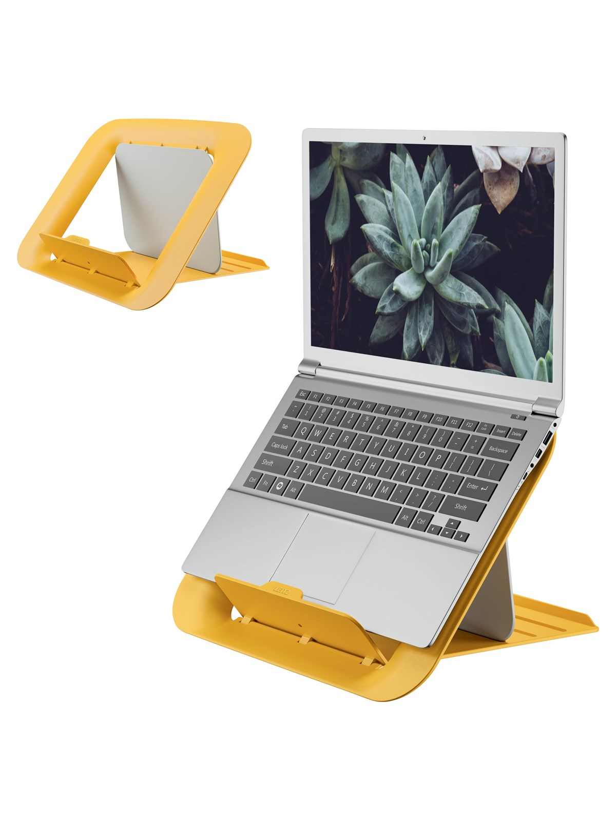 Leitz Ergo Cosy Höhenverstellbarer Laptopständer, 80% Recycelter Kunststoff, Warmes Gelb