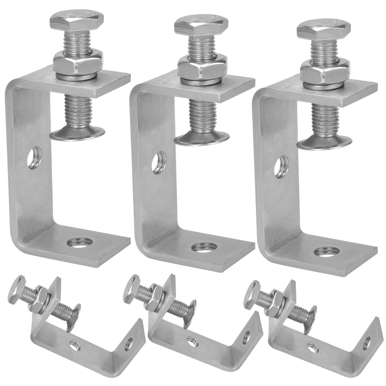 Set van 6 verstelbare C-klemmen van RVS