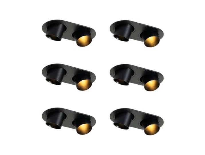 Qazqa spot encastré spot de plafond encastré noir ovale 14.5cm Installa Compatible avec ampoules LED\, lot de 6