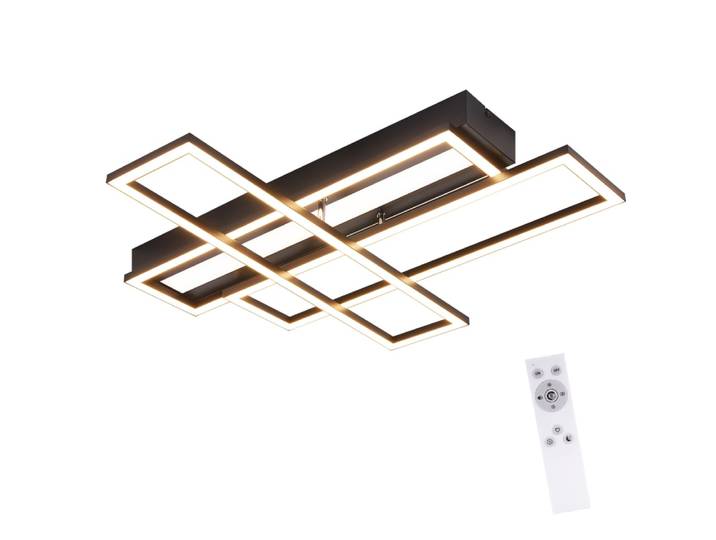 Plafonnier en fer aluminium noir 66.5x55.5x9.7cm led 54w