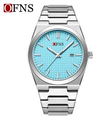 DynamicDeals OFNS 2025 New Men's Business Quartz Watch Waterproof Luminous Single Calendar Display Leisure Fashion Personalized Watch For Men light Blue