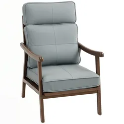 HOMCOM Wohnzimmer-Sessel Kunstleder Polstersessel Gummibaumholzrahmen hohe Rückenlehne 150kg Grau & Walnuss