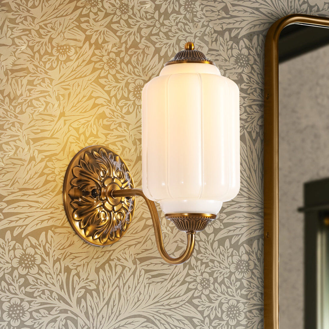 Astoria Grand Glass and Iron Armed Sconce Brass 32cm H X 15cm W X 25cm D
