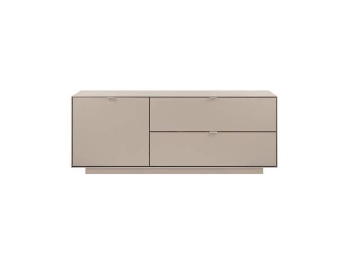 CALICOSY - Meuble TV 1 porte 2 abattants décor sable L160 cm VIKA - Beige