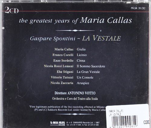 Maria Callas - Maria Callas: Vestalin `54live - Preis vom 01.10.2026 17:08:56 h