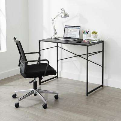 "Homylin 39.4"" Small Modern Computer Desk with Metal Frame, Black"