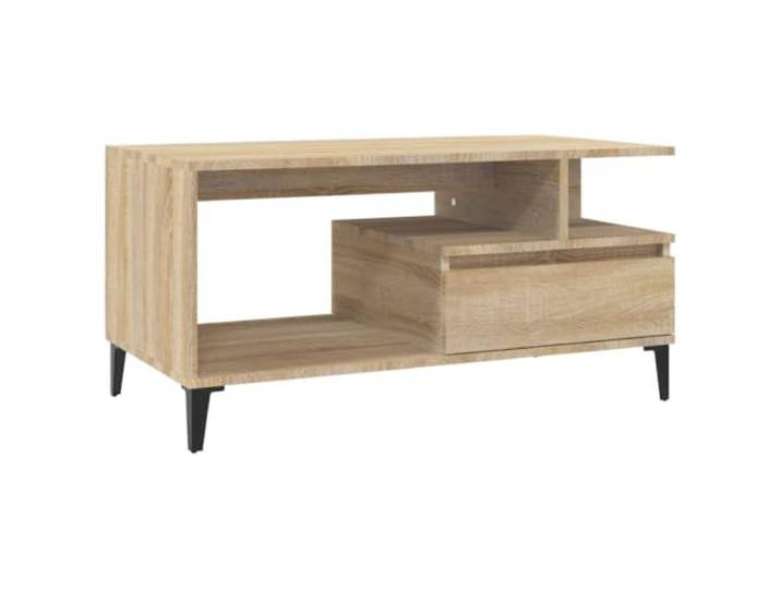 Favemtsl Couchtisch Sonoma-Eiche 90x49x45 cm Wohnzimmertisch Eleganter Sofatisch fürs Wohnzimmer mit stabilem Metallgestell, viel Stauraum und fester Tischplatte für Dekoration.