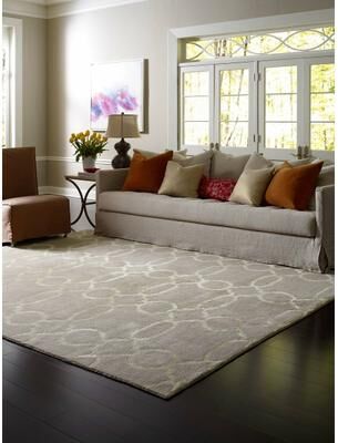KALATY Modern Beige Hand-Knotted Wool & Viscose Area Rug